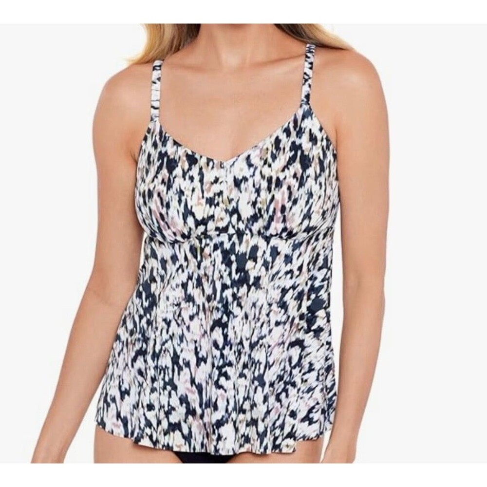 Shape Solver Standard V Neck Tankini Top Leopard Love Size 14 New With Tags